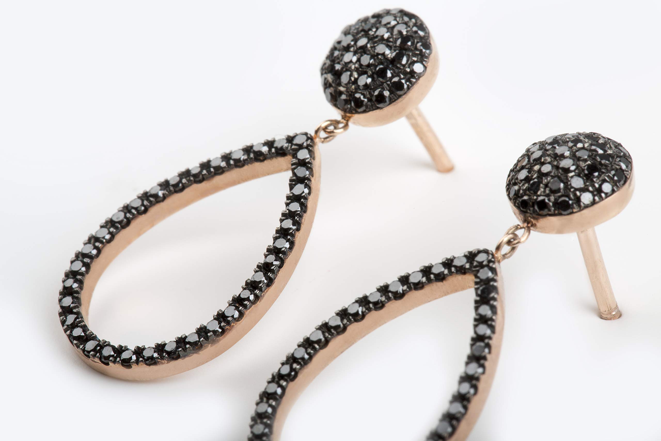 Elegant Jewelry Box - Women's Unique Diamond Dangle Earrings in Solid 9K, 14K & 18K Gold - Black Diamond Drop Earrings for Weddings, Parties & Special Occasions | Perfect Gift for Her