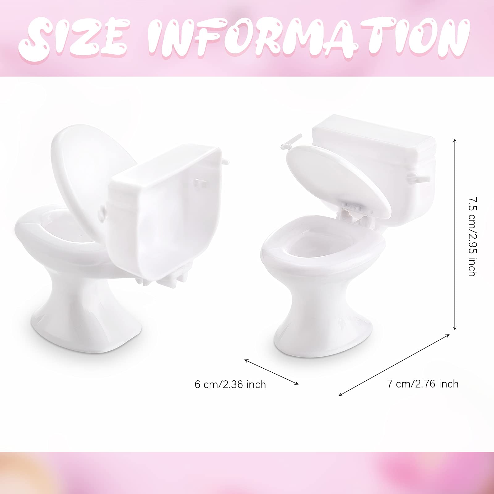 2 Pcs Mini Toilet Seat Toy for Dollhouse - Classic White Bathroom Furniture Accessories, Tiny Cake Topper, Realistic Dollhouse Miniatures | Perfect for DIY Dollhouse Decor, Kids Pretend Play & Miniature Scenes