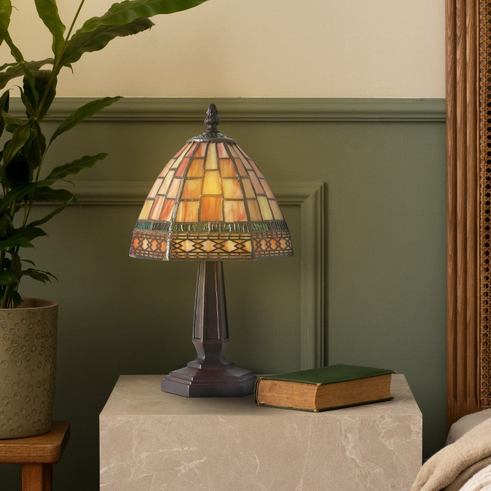 Tiffany Style 12 LED Table Lamp - Elegant Home Decor for Bedroom, Living Room & Office - Dimmable Crystal Glass Lamp with Warm White Light