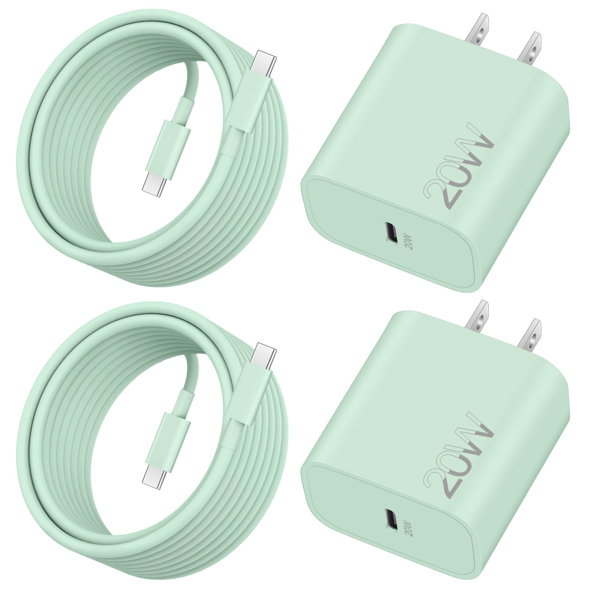 2025 Upgraded 20W Fast USB C Charger & 10FT Cable - 2 Pack iPhone 16/16 Pro/16 Pro Max/16 Plus/16e/15 Series & iPad Power Adapter - Perfect for Home, Office & Travel Charging