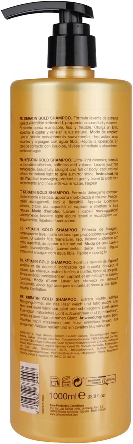 Tahe Botanic Finishing Gold Shampoo 1000ml - Hydrating & Nourishing Hair Care for Dry & Damaged Hair - Salon Quality Treatment at Home - Perfect for Daily Use & Professional Styling