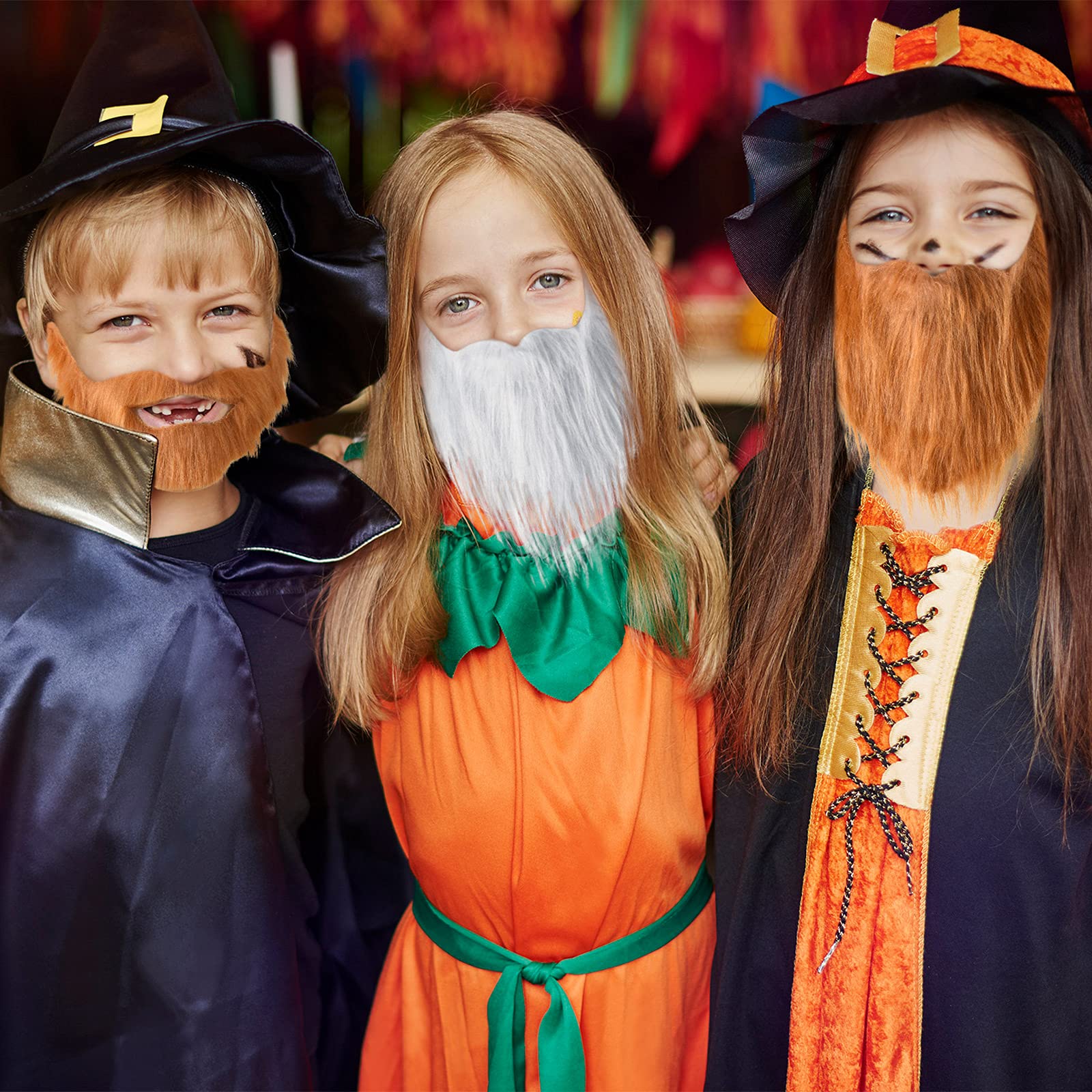 16 Pieces Fake Mustache & Beard Set - Adjustable Elastic Rope Costume Accessories for Halloween, Cosplay & Party - Funny Mustache & Whiskers for Men & Women - Perfect for Costume Parties, Themed Events & Dress-Up Fun