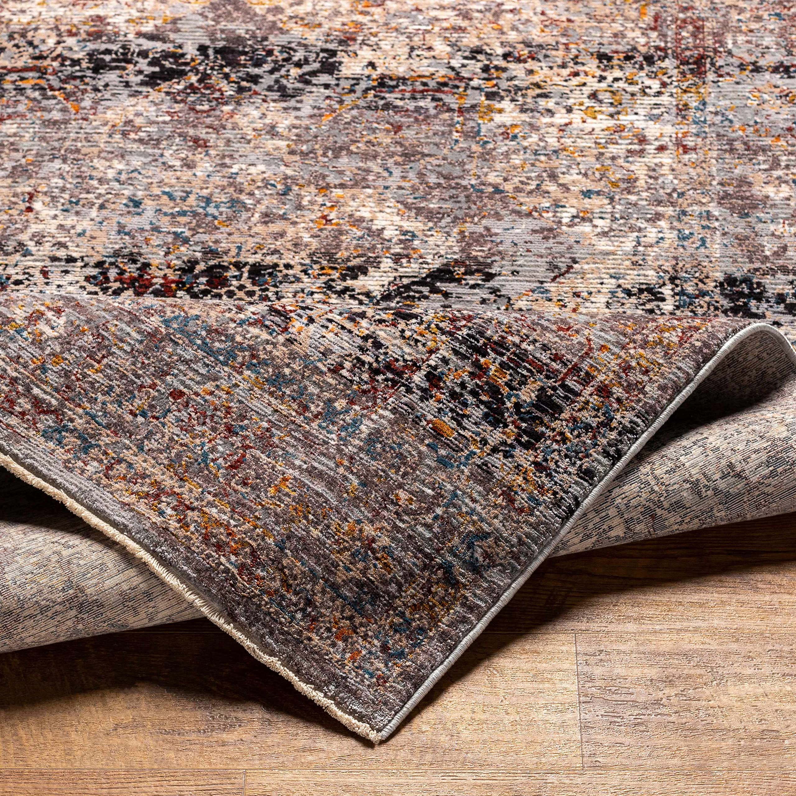 Hauteloom Kaynakkaya Traditional Handmade Wool Area Rug - Charcoal Black Dark Red - 8'10