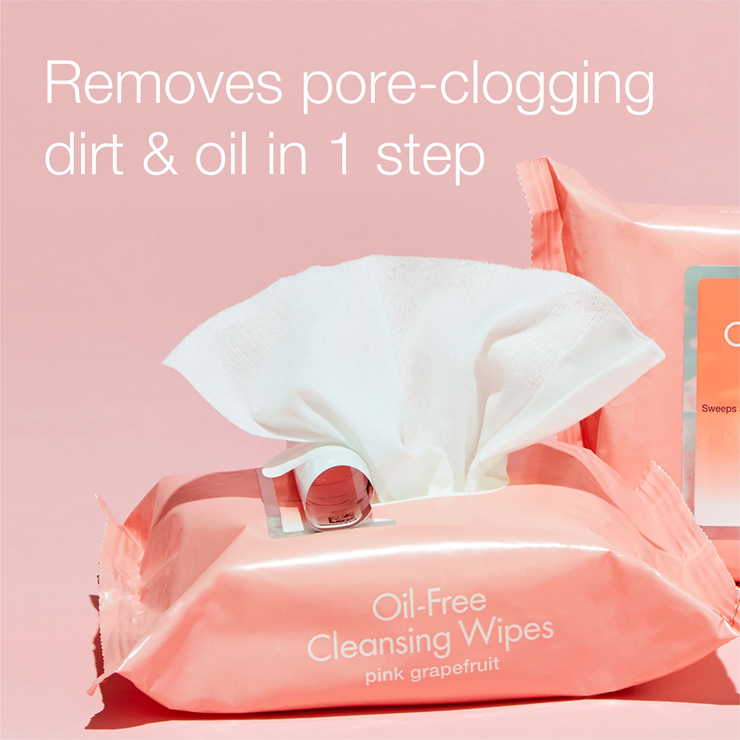 Neutrogena Pink Grapefruit Makeup Remover Wipes for Oily & Acne-Prone Skin - 50 Count Facial Cleansing Wipes with Natural Extract to Remove Bacteria, Dirt & Oil - Perfect for Travel, Gym & Quick Makeup Removal