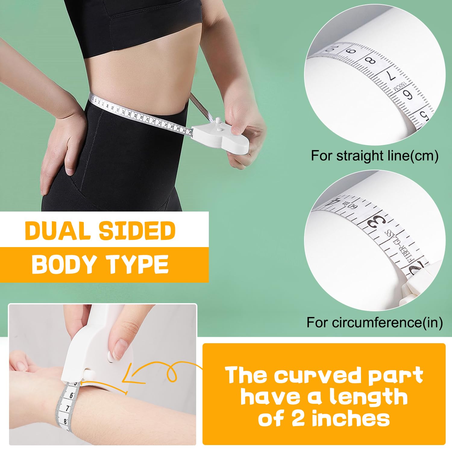 Soft & Flexible Body Measuring Tape - Accurate Waist, Hip, Bust, Arm Measurement for Weight Loss, Sewing & Tailoring | Perfect for Fitness Tracking, Dressmaking & Body Fat Analysis (White)
