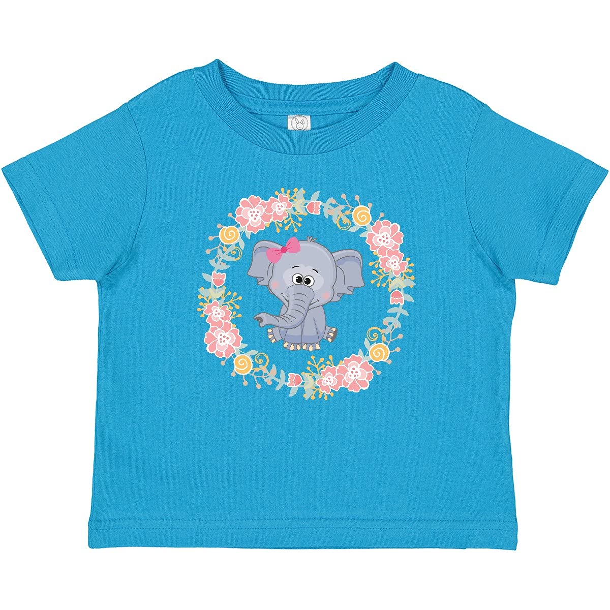 Inktastic Girl Elephant Rose Wreath Baby T-Shirt - Cute Cotton Tee for Toddlers & Infants - Perfect for Playdates, Birthday Parties & Family Photos