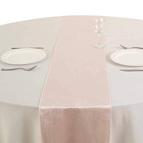 12-Piece Premium Velvet Table Runners Set - 12x107 Inch Blush Pink Wedding Decor, Banquet & Kitchen Linens for Reception, Catering & Home Dining Decorations