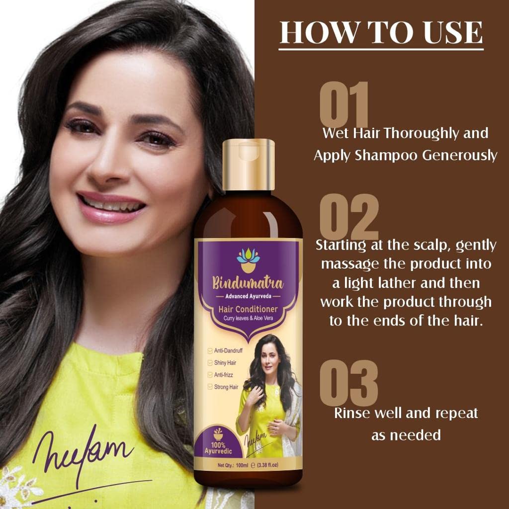 **Bindumatra Curry Leaves & Aloe Vera Hair Conditioner – 100% Ayurvedic & Organic, Anti-Dandruff, Frizz Control, Shine Boost – For Men & Women (100ml) | Perfect for Dry, Damaged Hair & Scalp Care**