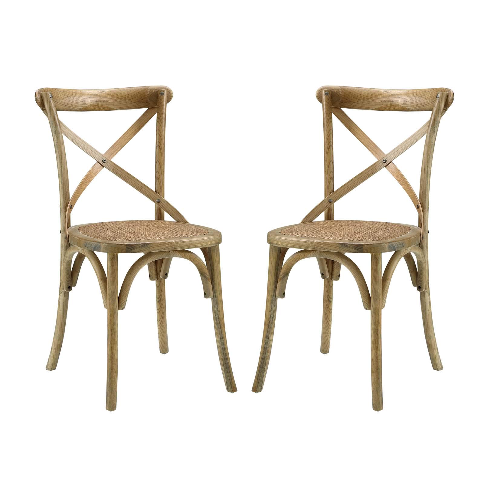 Modern Contemporary Urban Design Wooden Dining Chairs Set of 2 - Natural Finish Kitchen & Dining Room Side Chairs for Home, Restaurant, or Office Use