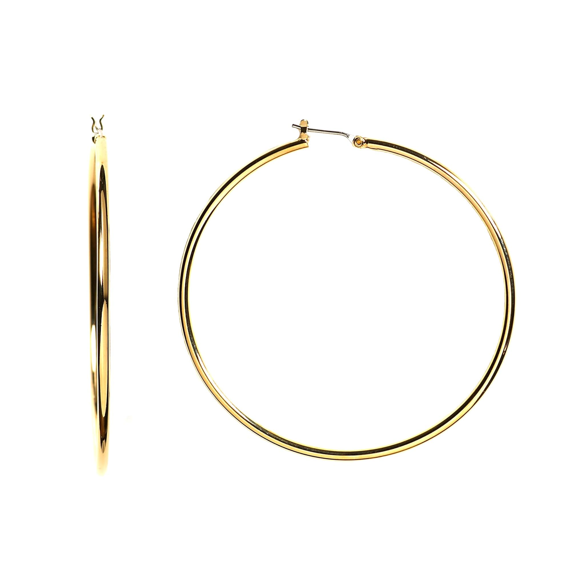10K Yellow Gold 1.5mm Shiny Round Tube Hoop Earrings for Women - Classic Dainty Everyday Jewelry for Work, Date Night & Special Occasions