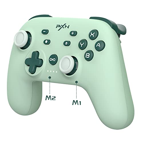 PXN Wireless Pro Controller for Nintendo Switch/Switch Lite/Switch OLED - Compatible with iOS 16, Programmable Buttons, Turbo Mode, Gyro Sensor, HD Vibration & Wake-Up Function (Green) - Perfect for Gaming at Home or On-The-Go