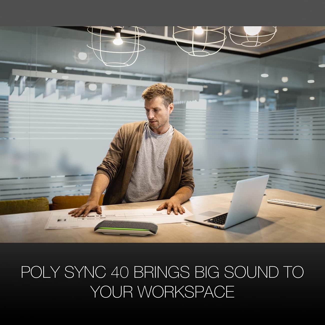 Poly Sync 40 Bluetooth Speakerphone with USB-A & USB-C - Premium Conference Speaker for Zoom, Webex, Google Meet & Microsoft Teams - Ideal for Remote Work, Online Classes, Video Conferencing & Streaming - Includes Global Teck Microfiber Cleaning Cloth - Perfect for Home Office, Virtual Meetings & Distance Learning