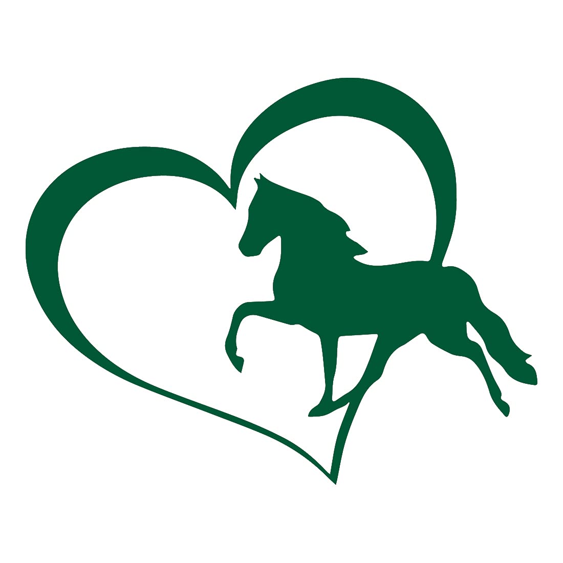Premium Waterproof Vinyl Decal Stickers - Horse Love Heart (Green) Set of 2 | Durable Laptop, Phone, Helmet & Car Window Stickers | Perfect for Home, Office & Vehicle Decoration