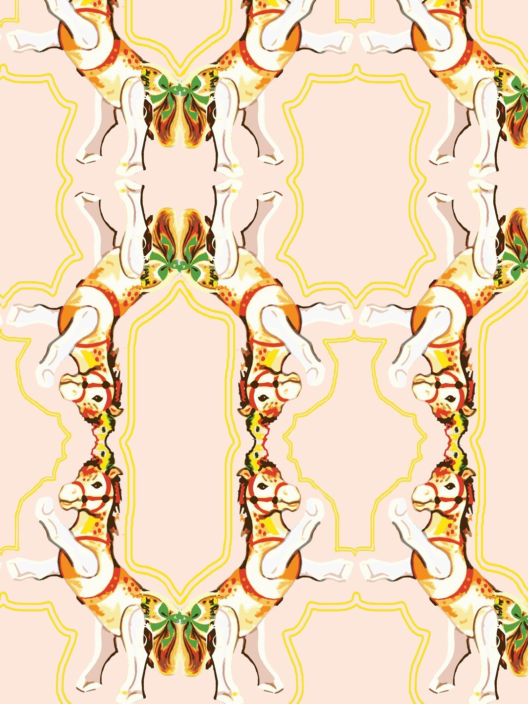 Fisher Price™ 'Horse Arc' Peach Wallpaper - Nursery Decor for Baby Rooms & Kids Bedrooms