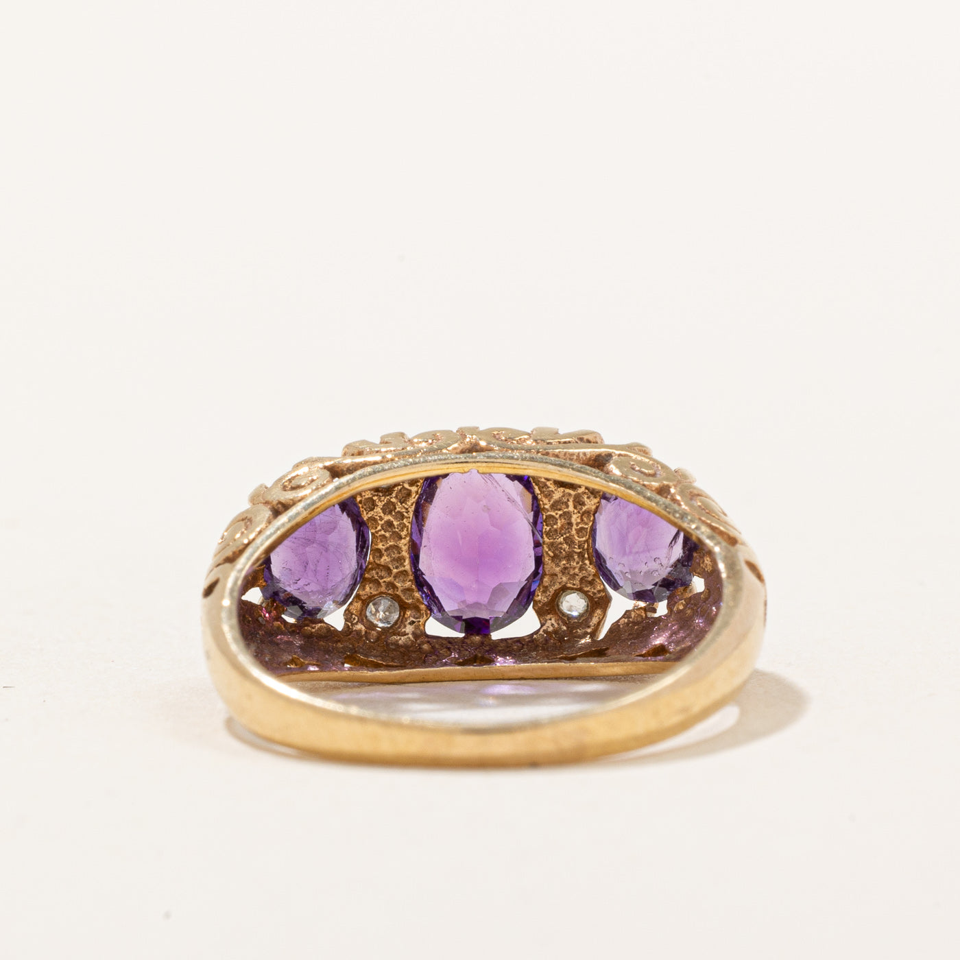 Exquisite 0.60ctw Amethyst & 0.08ctw Diamond Cocktail Ring - Size 4 | Elegant Purple Gemstone Jewelry for Women | Perfect for Evening Parties, Weddings & Special Occasions