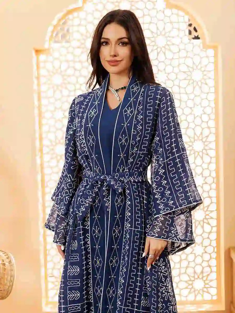 2-Piece Set Eid Doris Caftan Kaftan Dress with Inner Sleeveless Dress #24445 - Elegant Muslim Women's Outfit for Eid, Ramadan, Wedding & Special Occasions