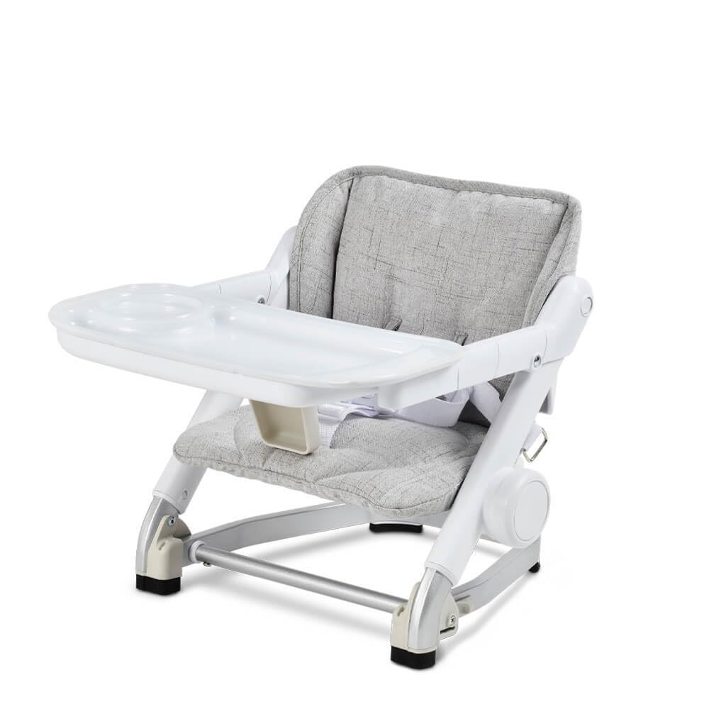Voltz Toys 3-in-1 Travel Booster Seat for Kids - Adjustable, Foldable & Portable High Chair with Safety Harness - Perfect for Babies, Toddlers & Travel - Ideal for Restaurants, Airplanes & Road Trips (Grey)