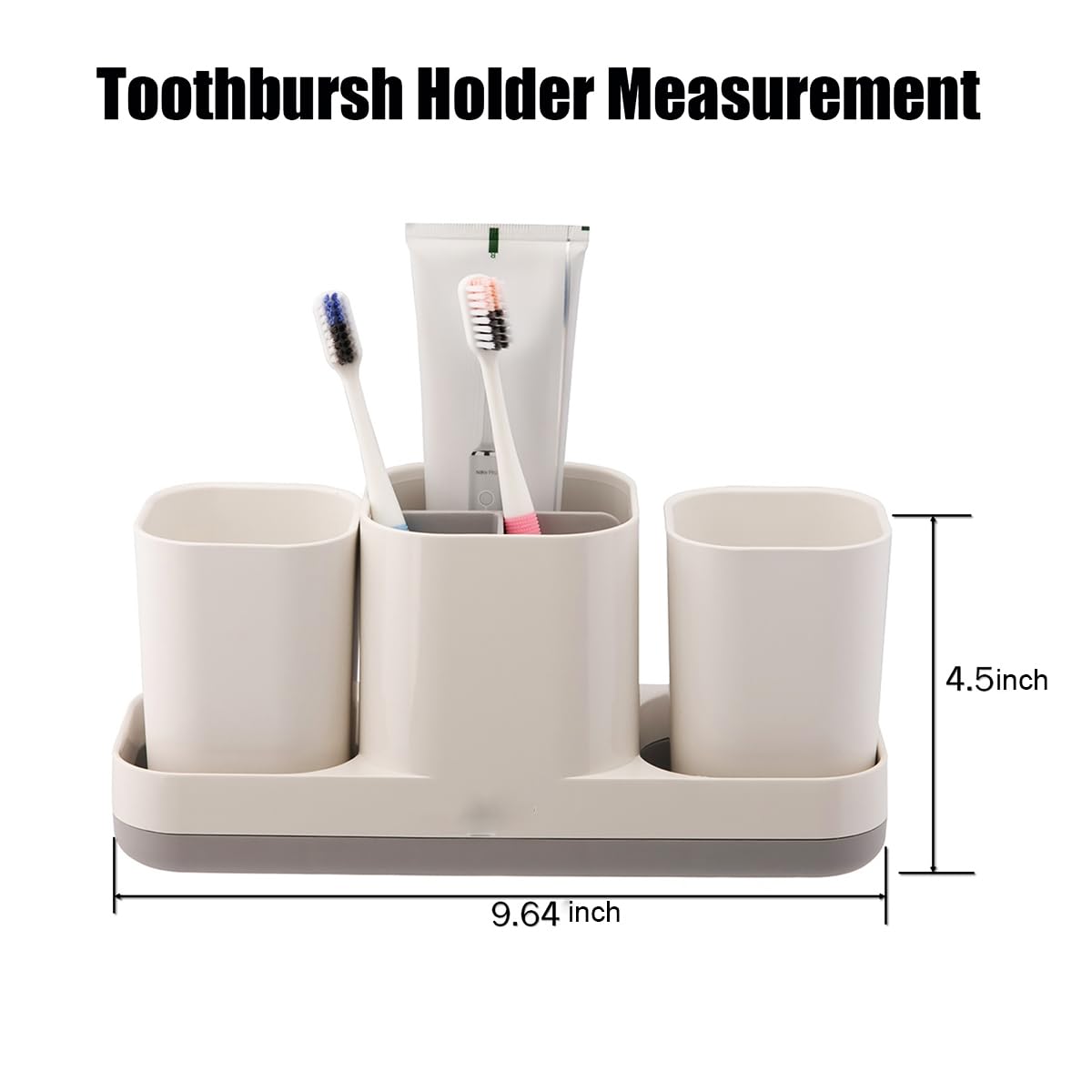 White Toothbrush Holder & Toothpaste Dispenser Set - 2 Bathroom Cups & Electric Toothbrush Stand for Vanity Countertop Organization | Kids Bathroom Decor Accessories | Perfect for Family Bathrooms & Guest Suites