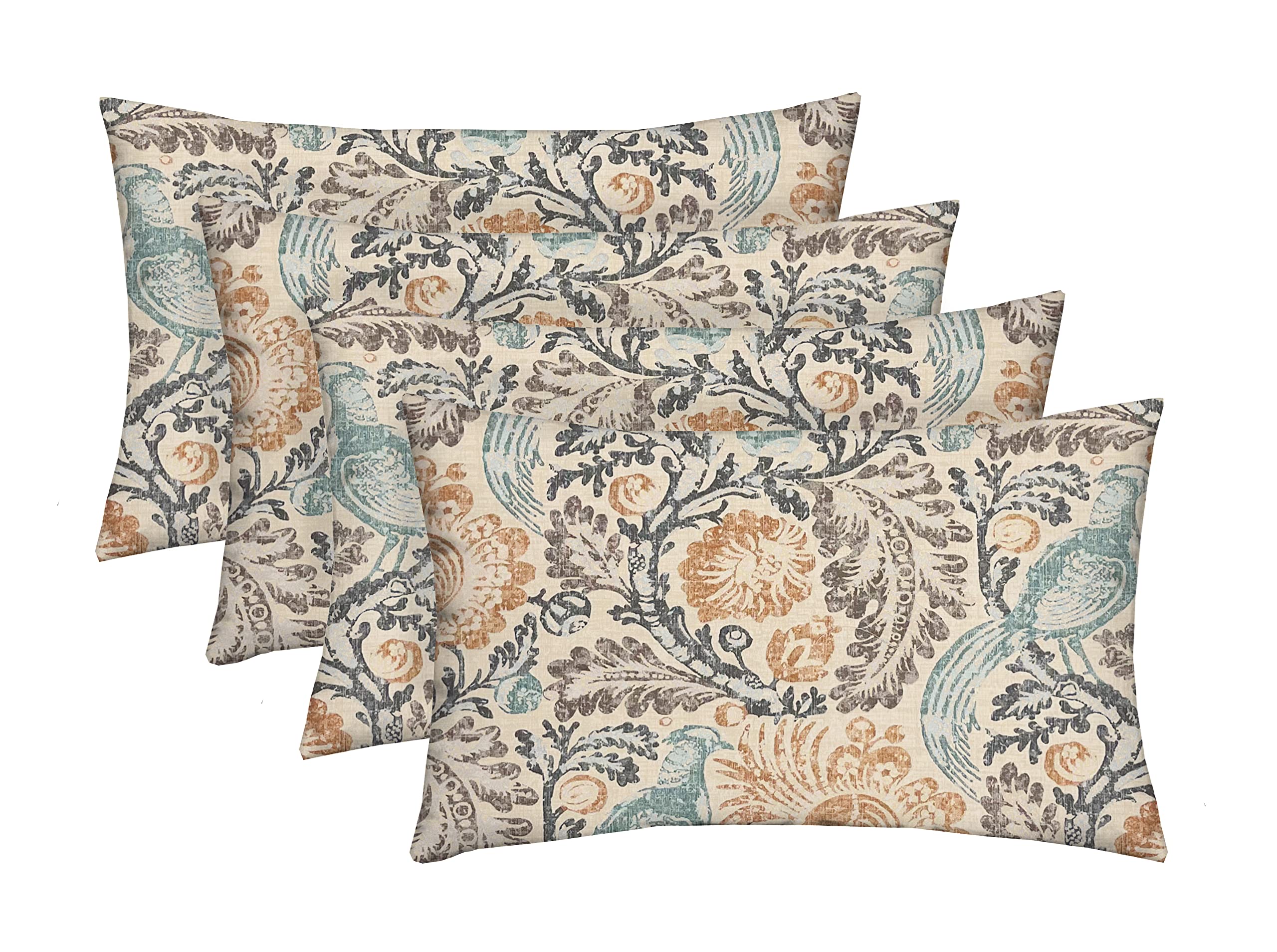 RSH Décor Indoor Outdoor Set of 4 Throw Pillows - 26x16 Inches, Tucker Resist Mist Grey - Perfect for Patio, Porch, Living Room & Bedroom Decor