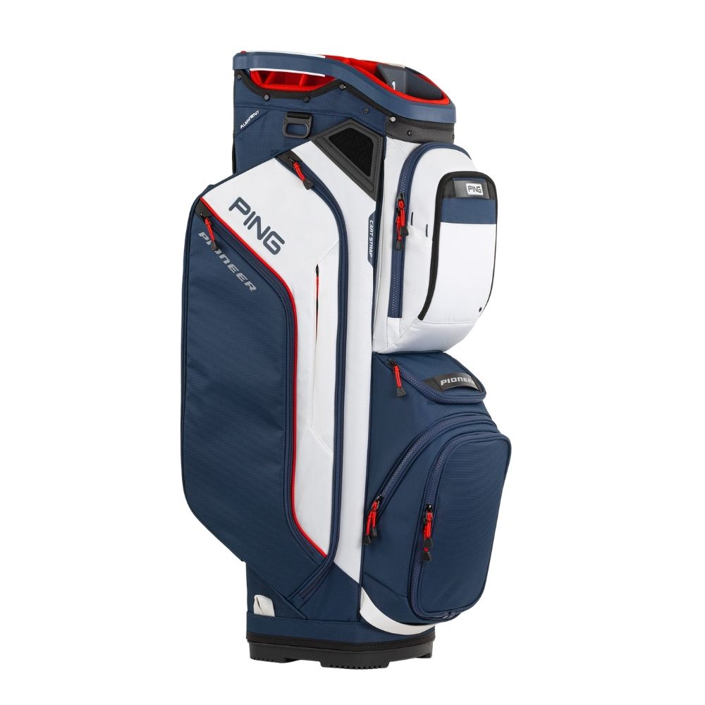 PING 2025 Pioneer Cart Golf Bag - Lightweight Stand Bag with 14-Way Divider, Waterproof & Durable for Men & Women - Perfect for Golf Course, Driving Range & Outdoor Sports