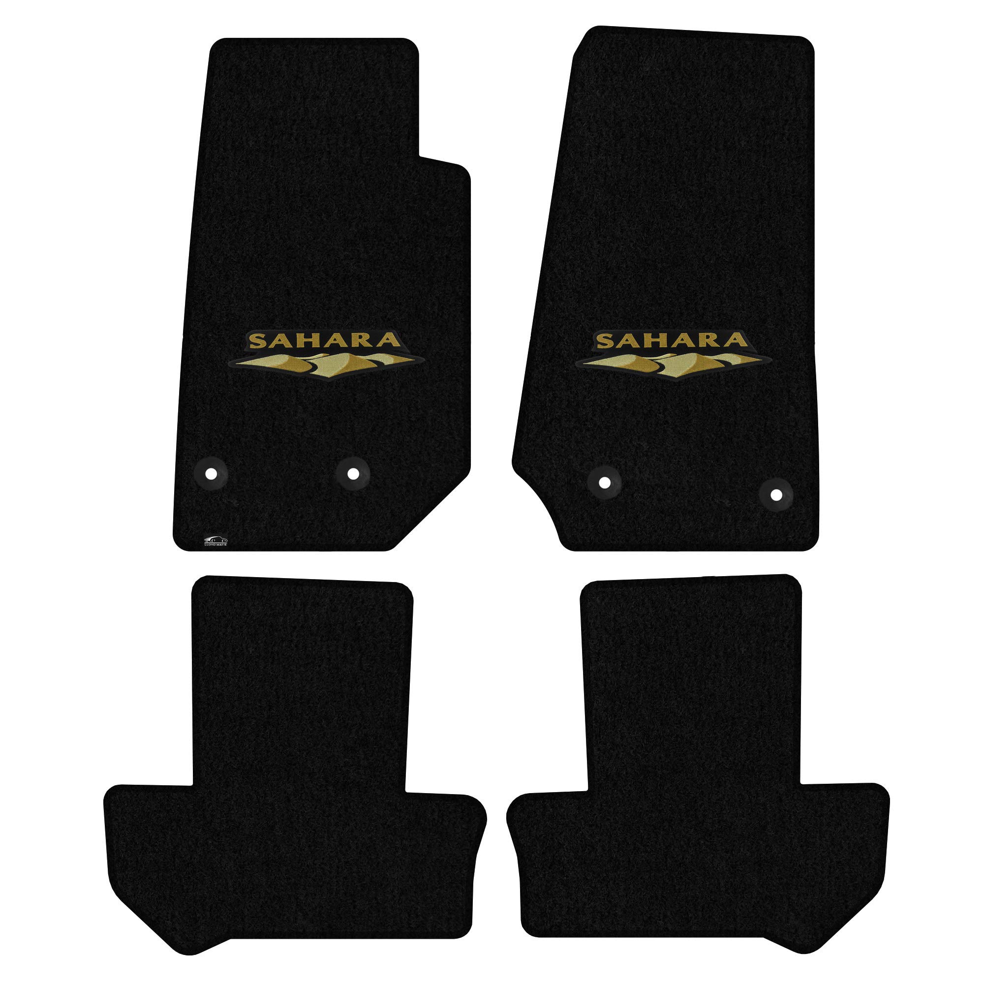 Premium Custom-Fit Carpeted Floor Mats for Jeep Wrangler JK 2014-2018 - Black 4-Piece Set with Sahara Logo | Luxury Car Floor Liners for All-Weather Protection & Enhanced Interior Style