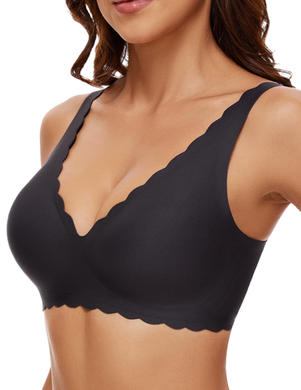 Wireless Deep V Petal Bras for Women - Soft Seamless Comfort No Underwire Bralette with Extender - Perfect for Yoga, Sleep & Everyday Wear