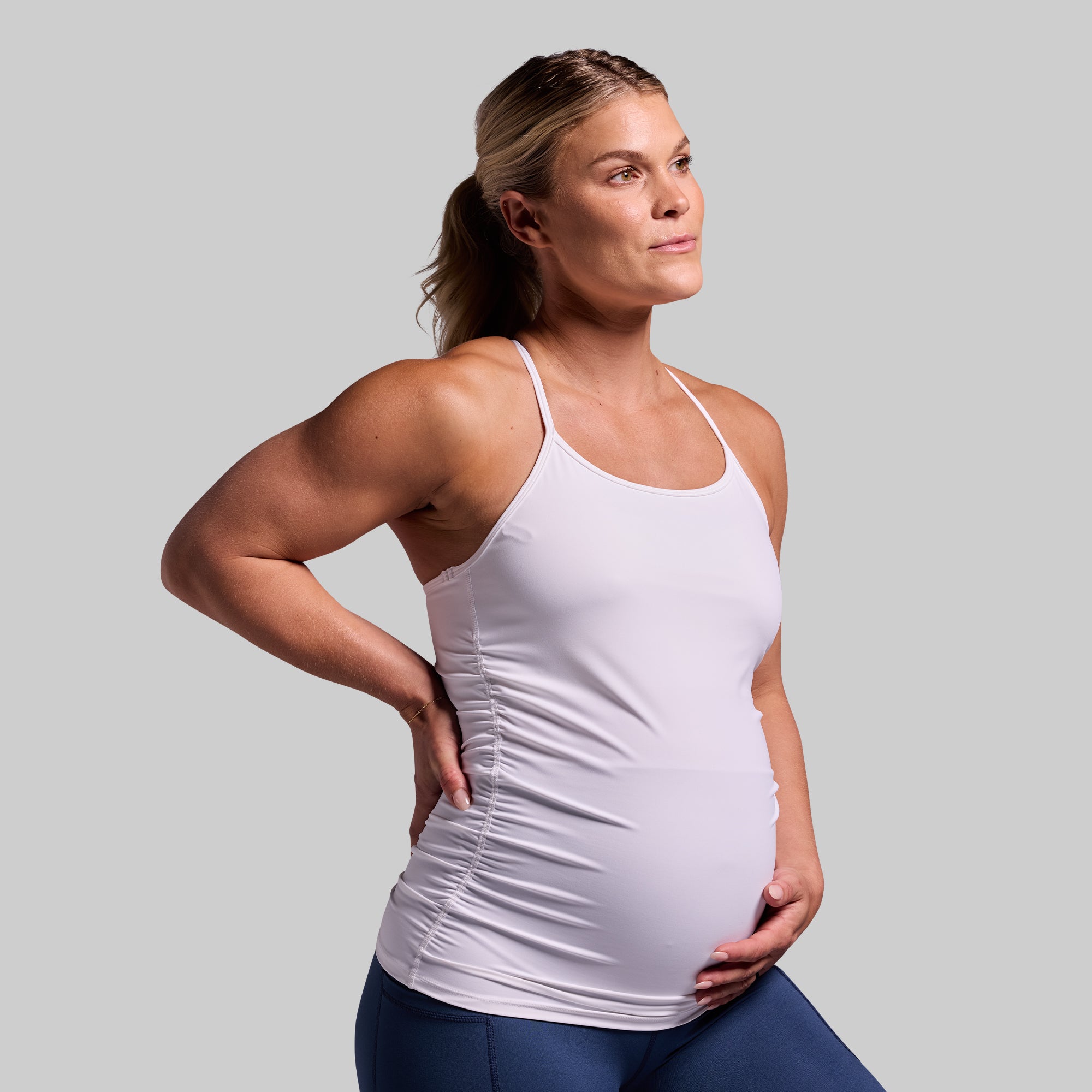Maternity Drop Shot Tank Top for Women - Soft & Comfortable Nursing Shirt (White) - Perfect for Pregnancy, Breastfeeding & Everyday Wear