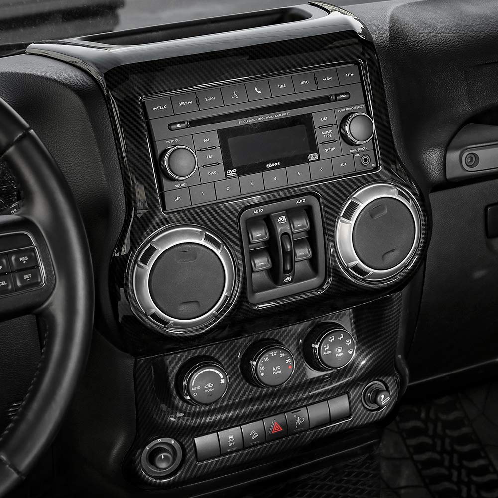 RT-TCZ Carbon Fiber Interior Trim Kit for Jeep Wrangler JK & JKU (2011-2017) - Dashboard & Center Console Accessories | Off-Road & Daily Driving Upgrade