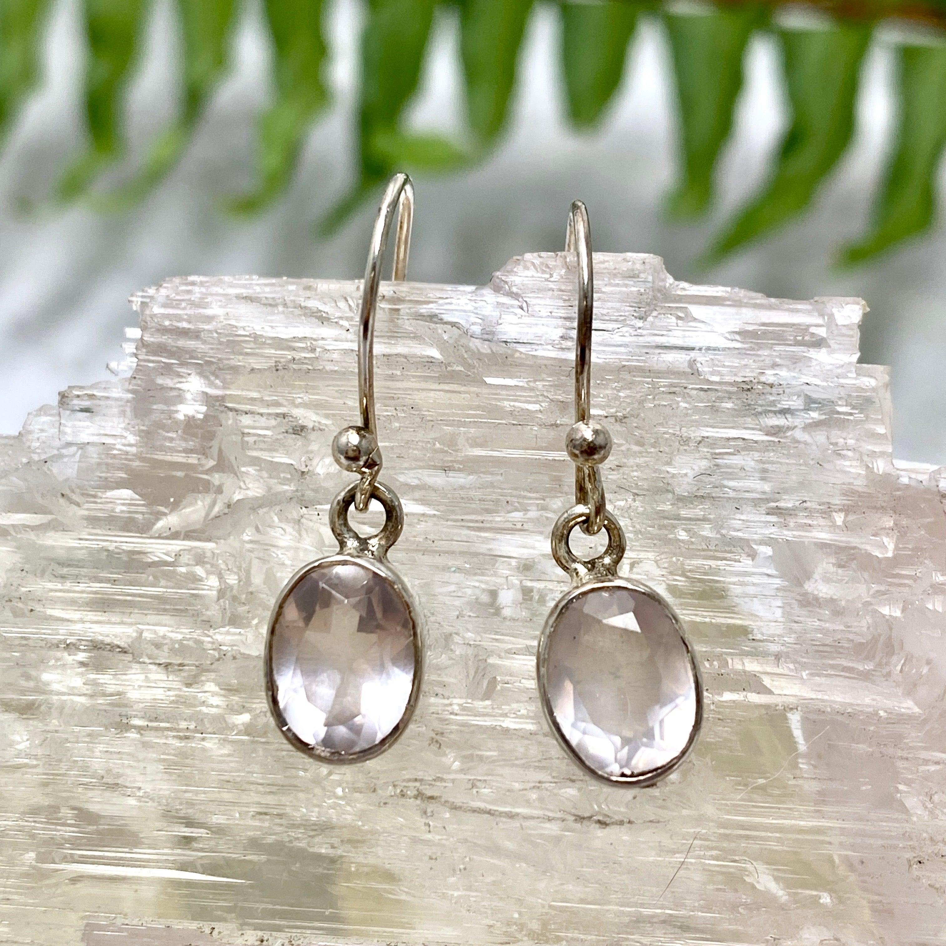 Rose Quartz Petite Oval Faceted Earrings R2363 RQO - Elegant Dainty Jewelry for Women, Perfect for Weddings, Parties & Everyday Wear