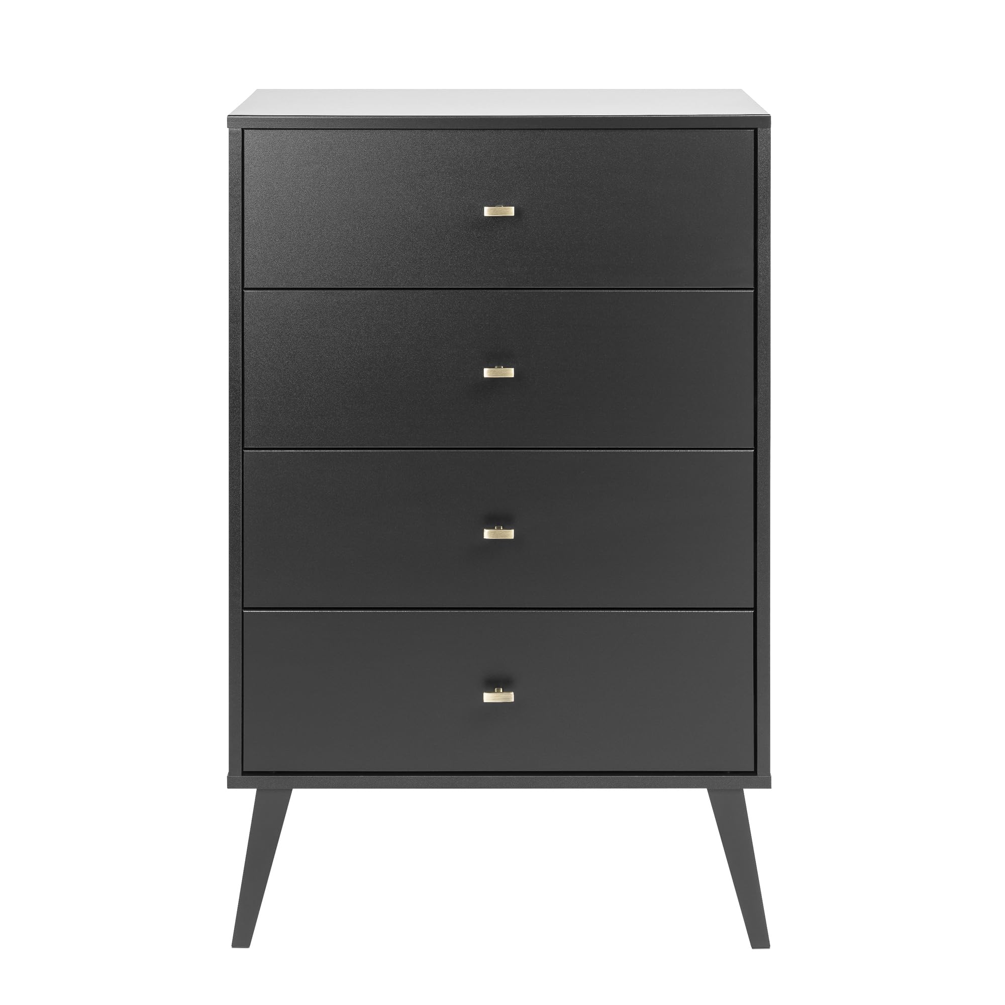 Mid-Century Modern 4-Drawer Dresser - Prepac Milo Black Chest of Drawers, Contemporary Bedroom Storage Furniture (18.25