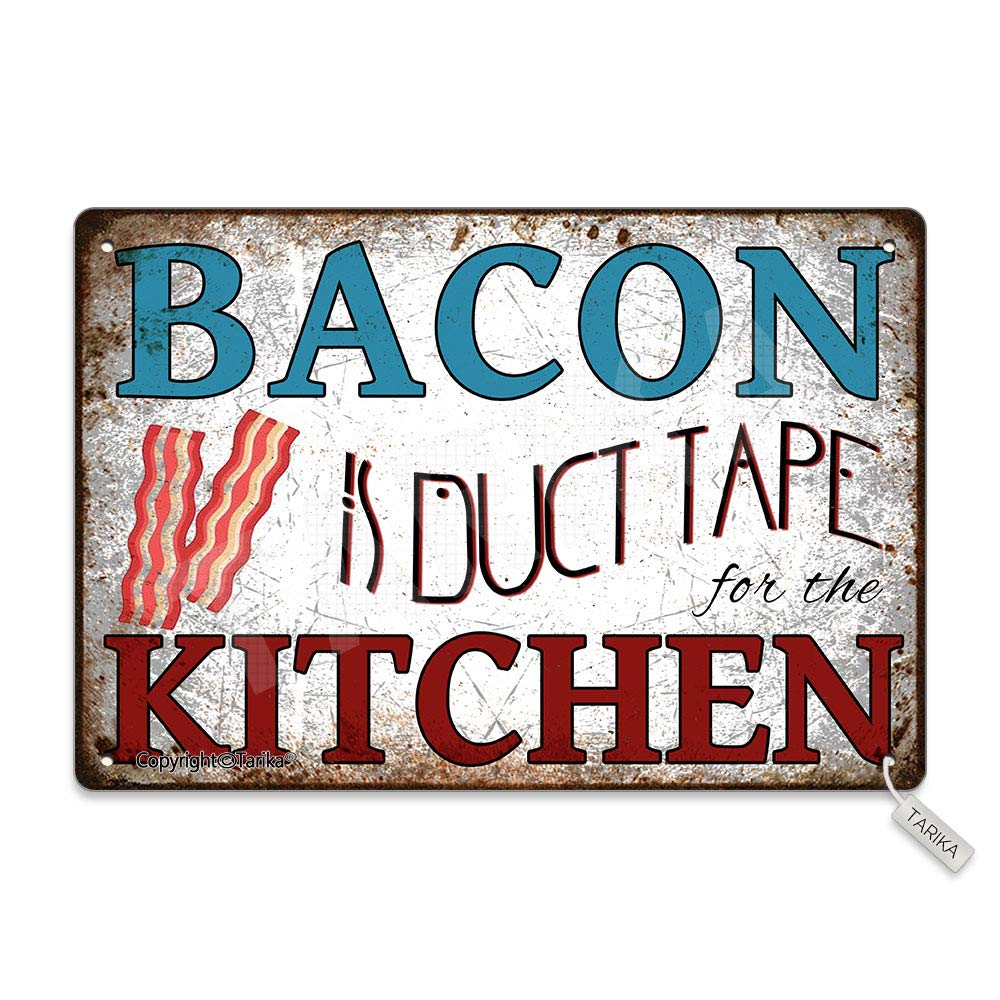 Vintage Bacon Kitchen Decor Plaque Sign - 8x12 Inch Rustic Farmhouse Wall Art for Home, Kitchen, Bathroom, Garden & Garage - Inspirational Quote Decoration | Perfect for Country Style Kitchens & Farmhouse Décor