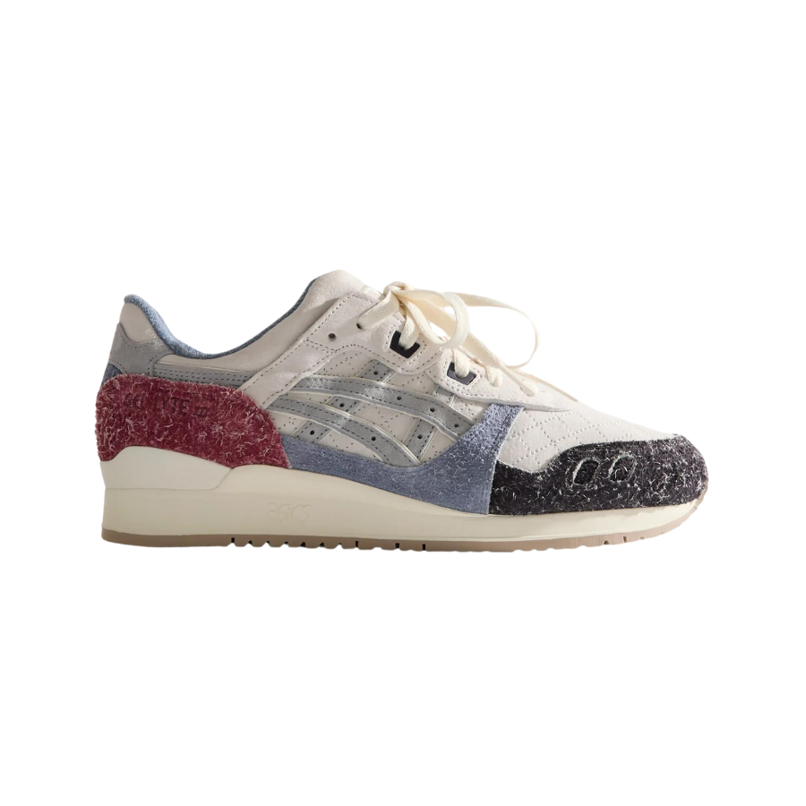 ASICS Gel Lyte III Remastered Running Shoes - Kith Seoul Edition in Off White, Black, Chambray & Red | Stylish Sneakers for Men's Casual Wear, Jogging & Street Fashion