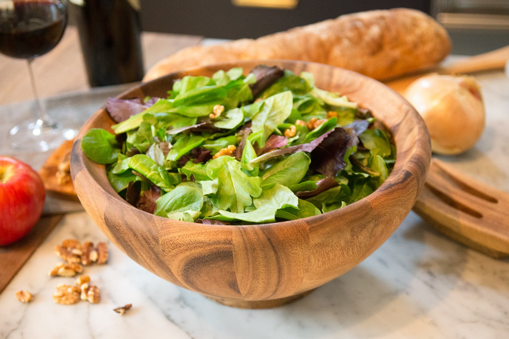 Ironwood Gourmet Salinas Extra Large Acacia Wood Fruit and Salad Bowl - Perfect for Entertaining, Serving Fresh Fruits, Salads, and Party Snacks