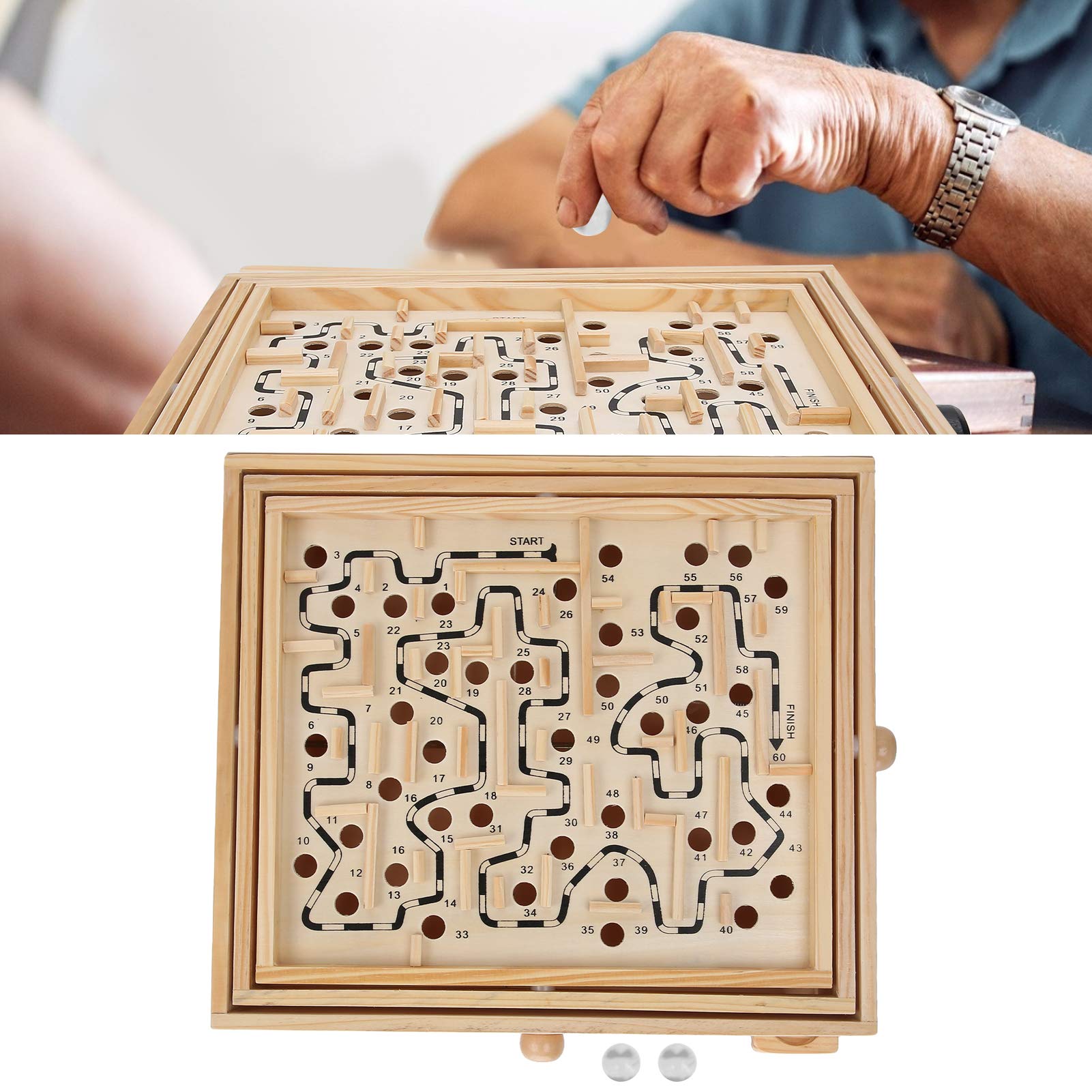 Wooden Maze Puzzle Toy for Kids & Adults - Brain Game for Dementia & Learning