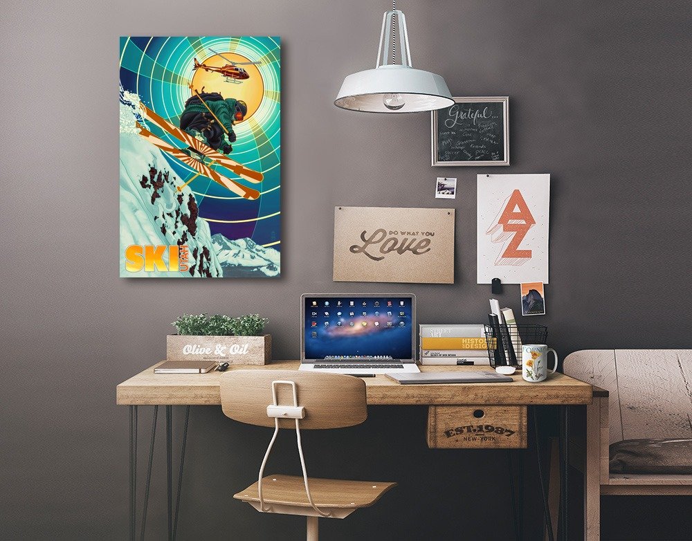 Lantern Press Utah Heli-Skiing Wall Art - 16x24 Wrapped Canvas Print for Home & Office Decor - Perfect for Ski Lovers & Adventure Themed Interiors