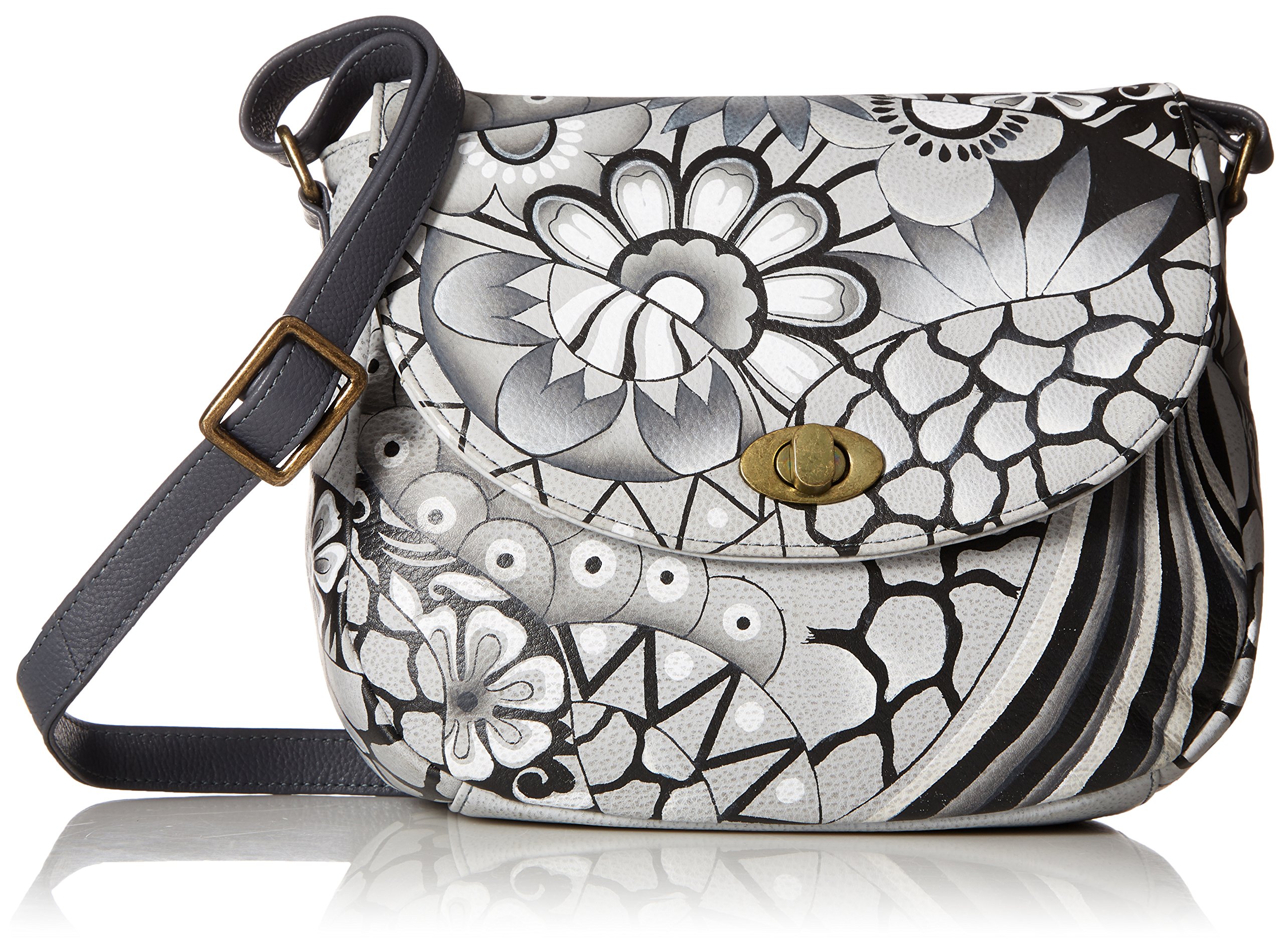 Anna by Anuschka Hand Painted Genuine Leather Women's Flap Crossbody Bag - Elegant Shoulder Purse for Work, Travel & Date Night