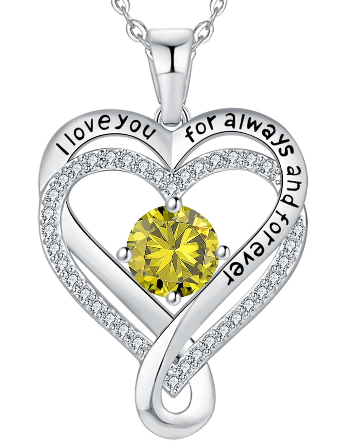 Infinity Heart Birthstone Necklace for Women - I Love You S925 Sterling Silver Jewelry Gift for Wife, Girlfriend, Mom, Daughter - Perfect for Anniversary, Birthday & Special Occasions | Elegant & Romantic Everyday Wear