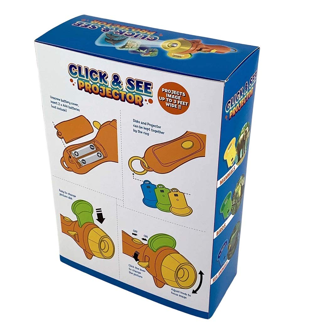Animal Planet Click and See Projector Toy - Interactive Educational Kids Toy with 24 HD Slides for Learning Animals, Perfect for Classroom, Home & Travel Activities