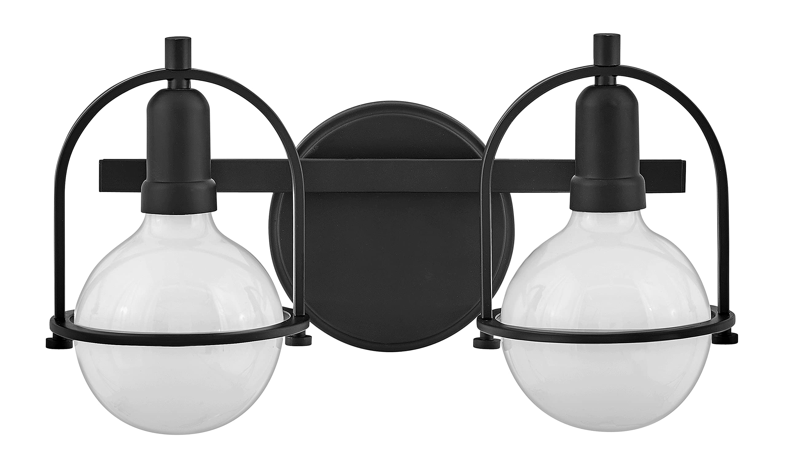 Hinkley Somerset 53772BK Small Two-Light Bathroom Vanity Light with Globe Style Bulbs - Transitional Black Up/Down Mount Fixture - Perfect for Bathroom, Powder Room, or Dressing Area Lighting
