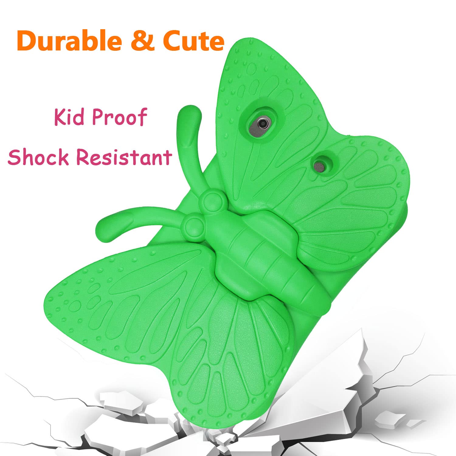 Cute Butterfly Shockproof EVA Foam iPad Case for Kids - Compatible with iPad 9th/8th/7th Gen (2021/2020/2019) 10.2