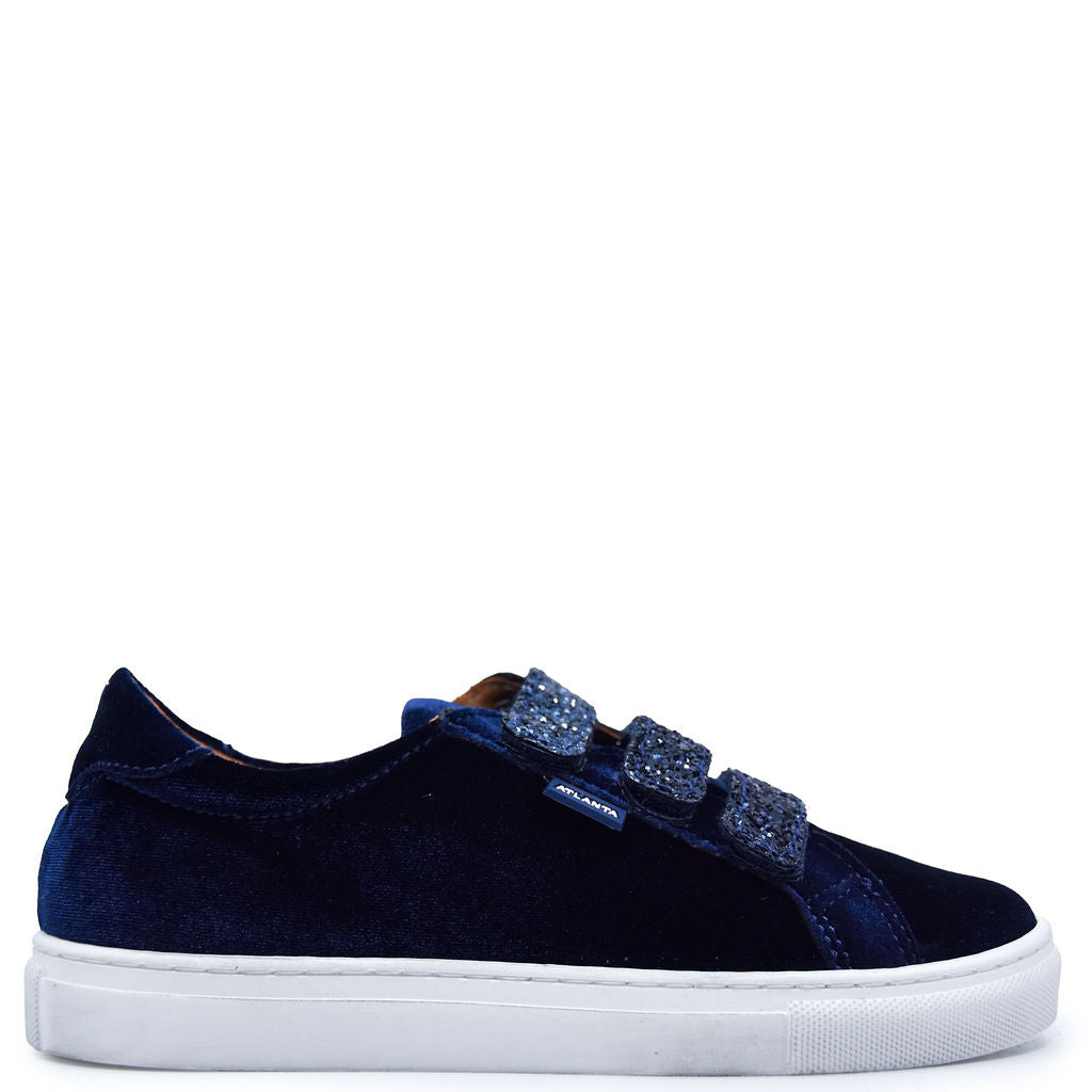 Atlanta Navy Velvet Velcro Moccasin Sneakers for Men - Comfortable Slip-On Loafers for Casual Wear & Indoor Use