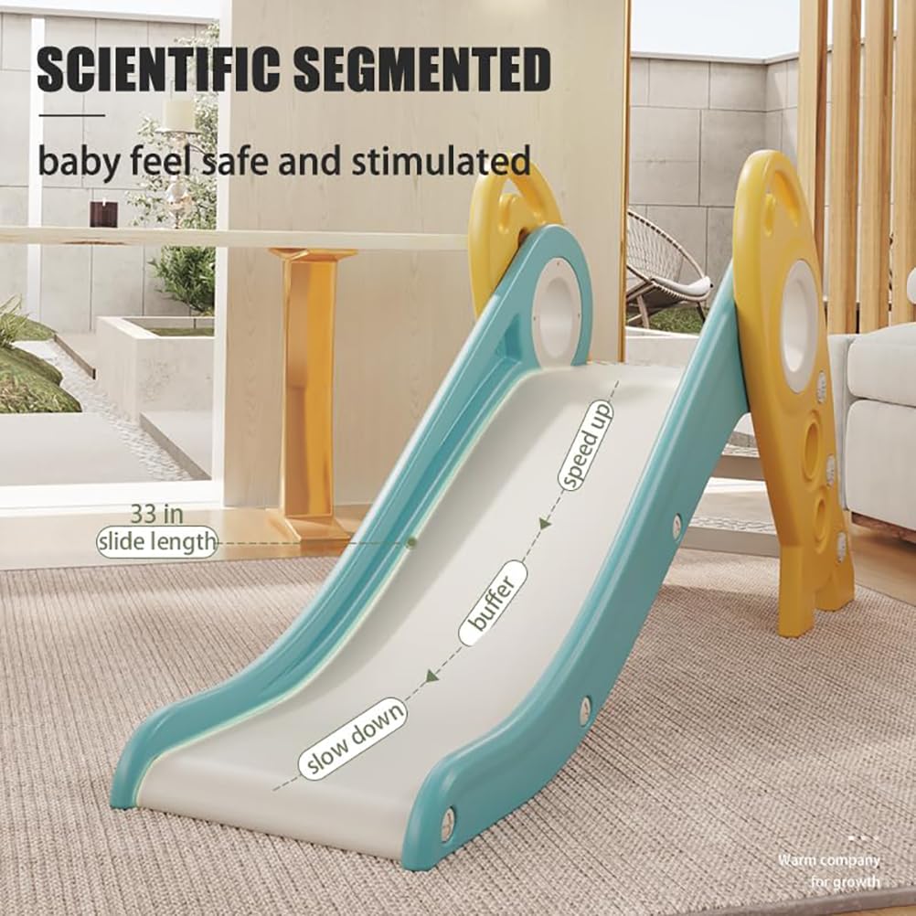 **Indoor Toddler Slide for Kids 1-3 Years | Foldable Freestanding Play Climber Slide with Extra Long Slope | Safe Baby Playground Toy for Home, Daycare & Backyard (Green)**    *(Perfect for indoor playrooms, daycare centers, or backyard fun—encourages active play and motor skill development!)*