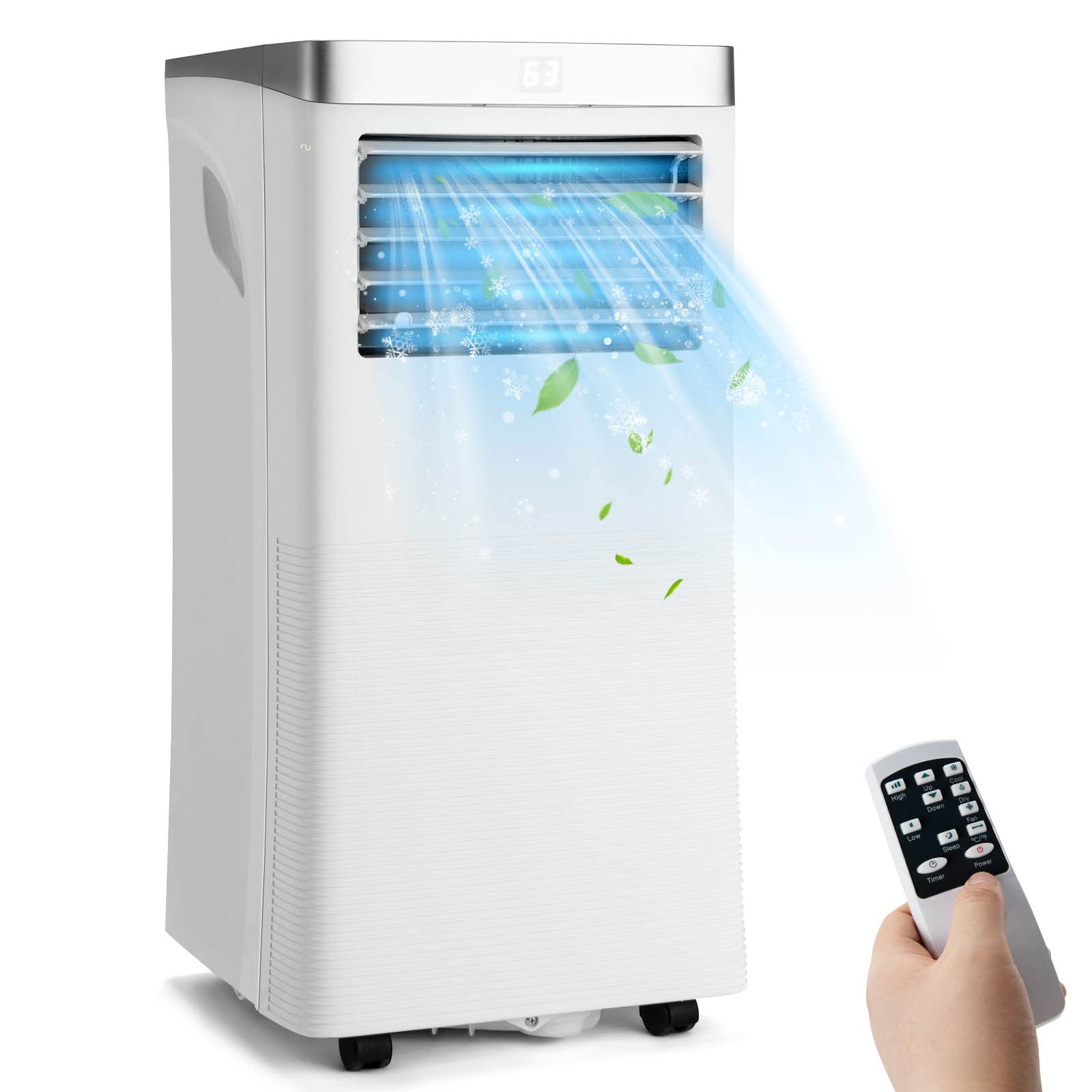 GOFLAME 8000BTU Portable Air Conditioner - 3-in-1 Cooling Fan, Dehumidifier & Air Cooler with Remote Control | Quiet Sleep Mode, 2 Speed Settings, 24H Timer | Includes Window Kit for Home, Office, Bedroom & Small Spaces (White)