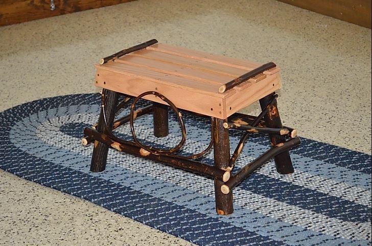 A & L Furniture Hickory Foot Stool - Rustic Wooden Ottoman for Living Room, Bedroom & Nursery - Perfect for Extra Seating, Footrest & Home Decor