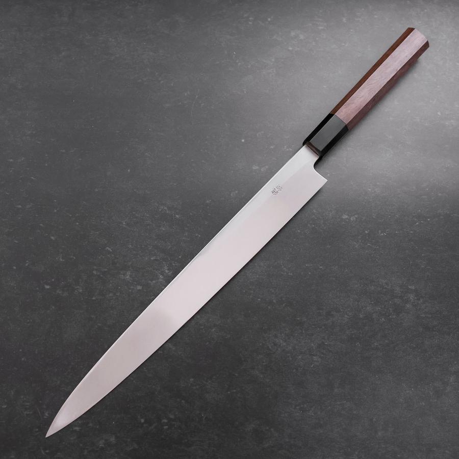 Premium Yanagiba Sushi Knife - White Steel #1 Mirror Polished Blade with Buffalo Walnut Handle (300mm) - Perfect for Sushi Chefs & Japanese Cuisine Lovers