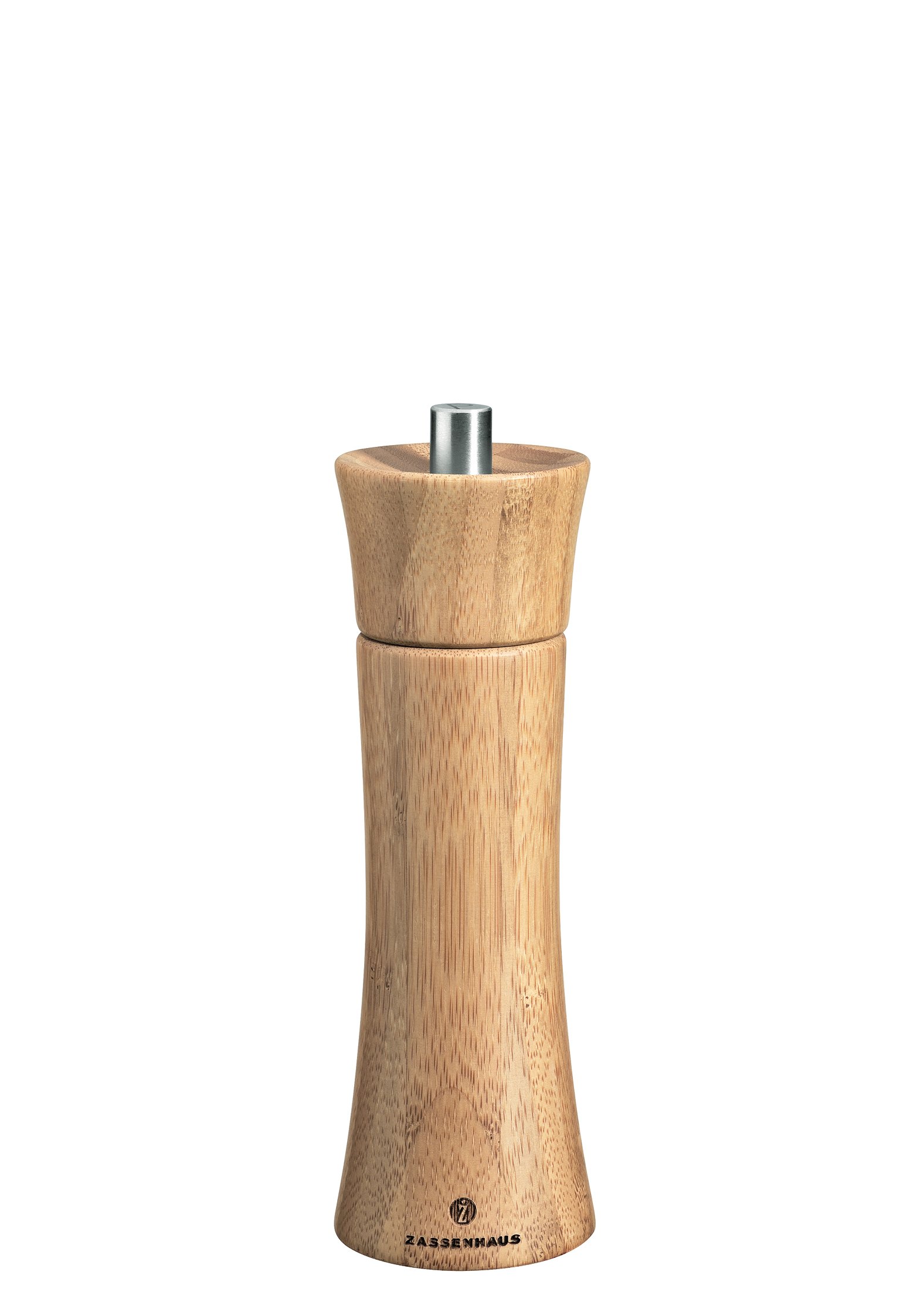 Premium Zassenhaus Frankfurt 7-Inch Bamboo Pepper Grinder Mill - Adjustable Coarseness, Classic Wooden Spice Grinder for Freshly Ground Pepper - Perfect for Kitchen, Dining Table & Gourmet Cooking