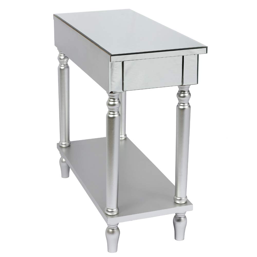 Modern Mirrored Vanity Table with Drawers - Contemporary Dressing Desk for Makeup & Jewelry Organization - Elegant Entryway Console, Bedside Nightstand or Home Office Desk - Perfect for Bedroom, Bathroom & Living Room Decor