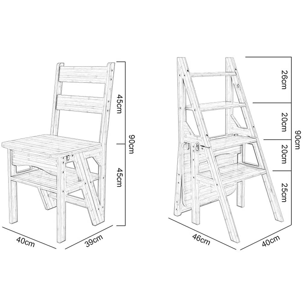 NEVKA 4-Step Folding Convertible Step Stool Ladder - Multifunctional Library Stool, Decorative Home Step Stool for Kitchen, Bathroom & Closet Organization - Space Saving Step Ladder for Adults & Kids