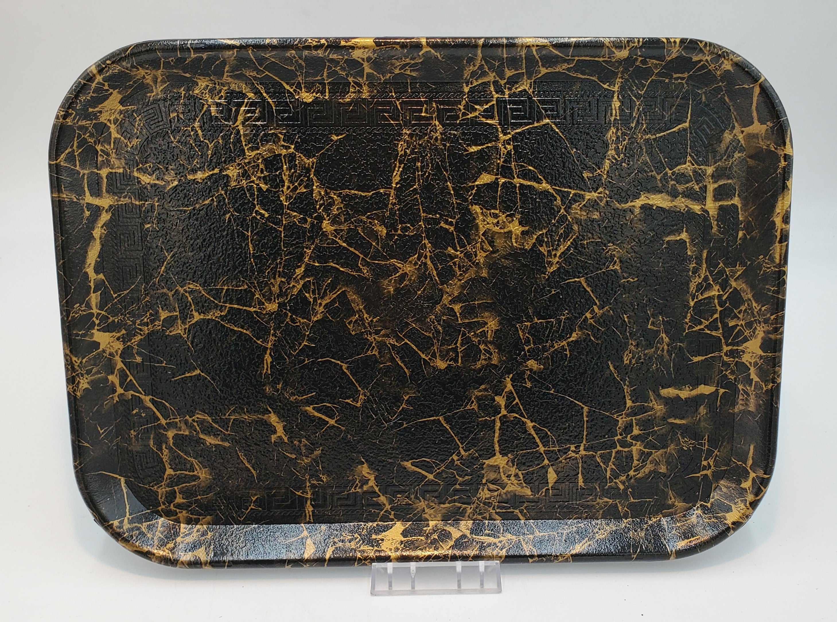 16x11.75 Inch Black & Gold Medium Serving Tray - Elegant Appetizer Platter for Parties, Dining, and Home Decor