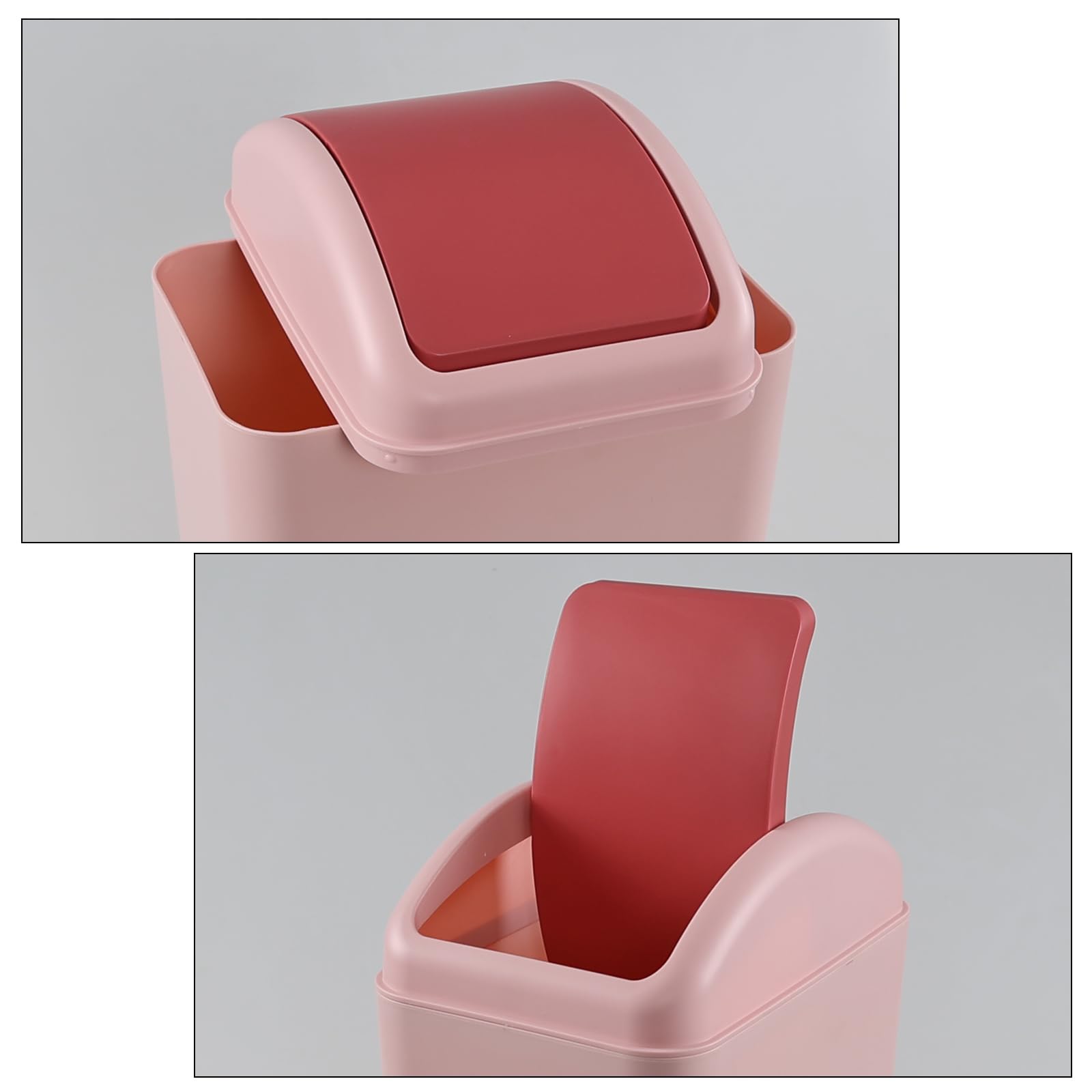 3 Gallon Swing-Top Trash Can with Lid - Durable Plastic Waste Bin in Pink - Perfect for Bathroom, Kitchen, Office & Dorm Room Organization